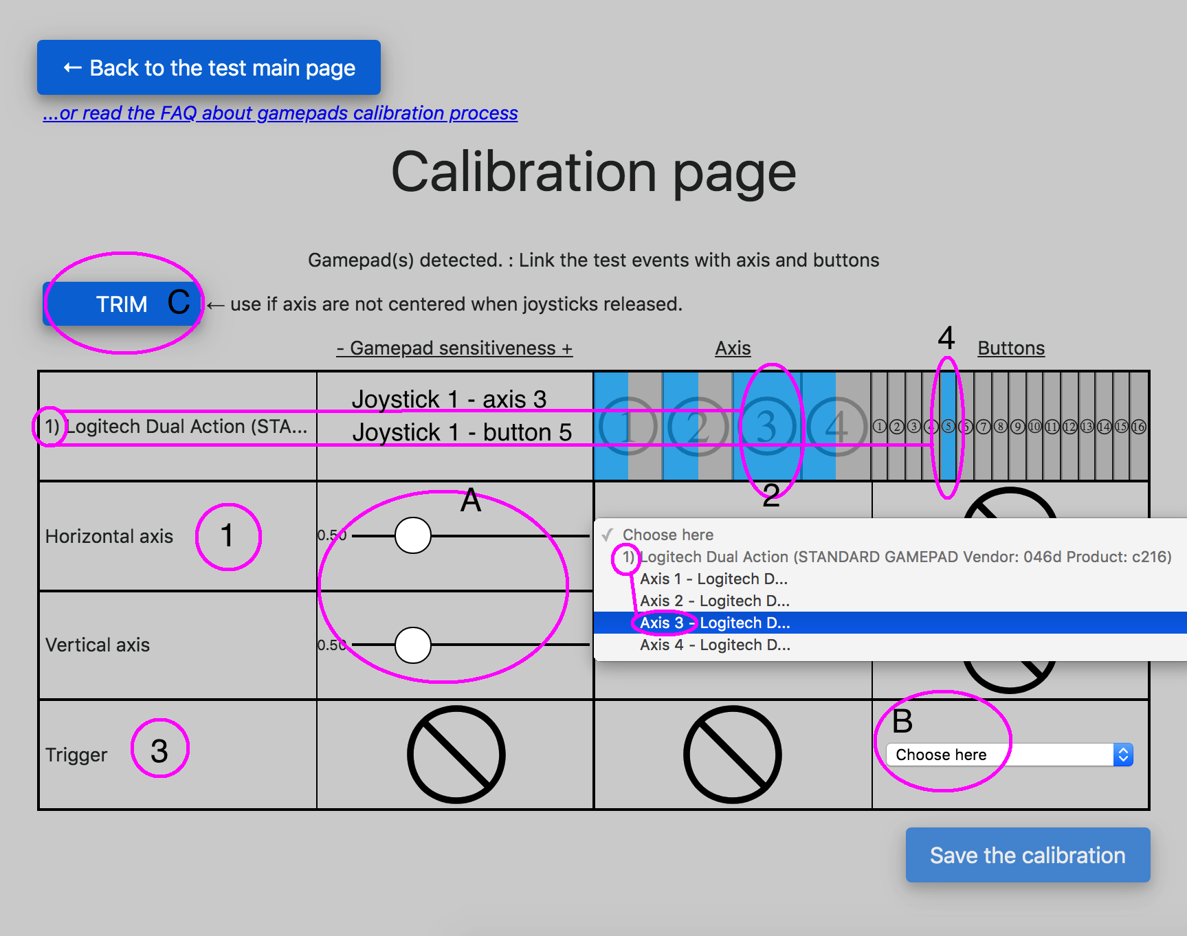 Calibration axes