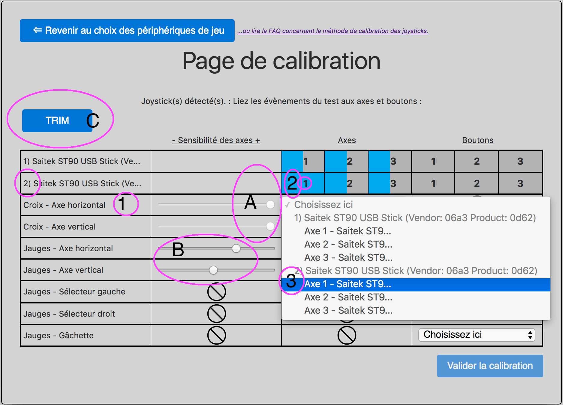 Calibration axes