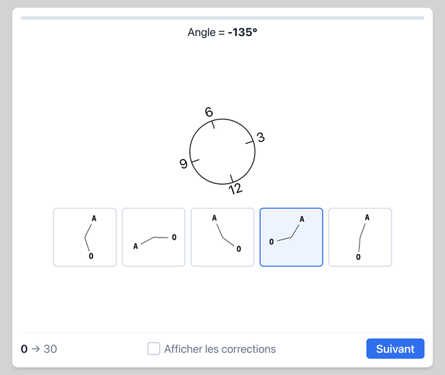 Angles - Test psychotechnique pilote de ligne sur Pilotest