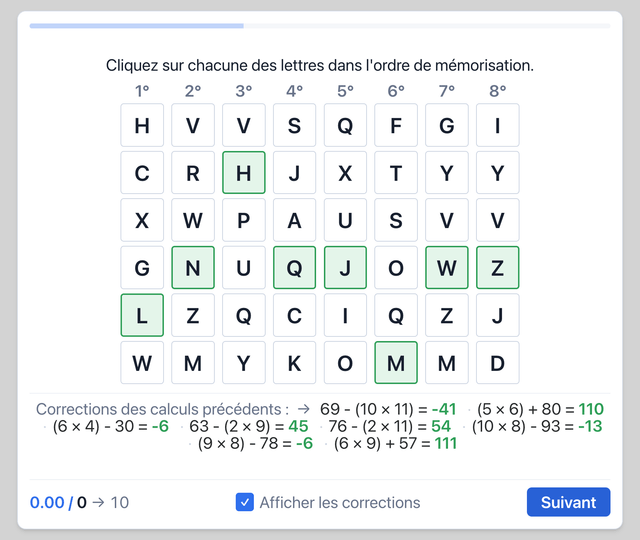 Calculs et mémorisation - Test psychotechnique pilote de ligne sur Pilotest