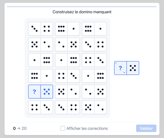 Dominos - Test psychotechnique pilote de ligne sur Pilotest