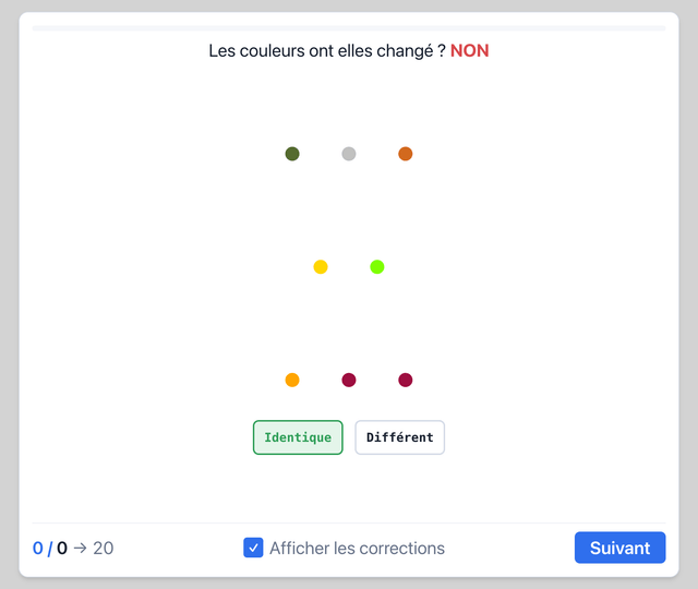 Couleurs identiques - Test psychotechnique pilote de ligne sur Pilotest