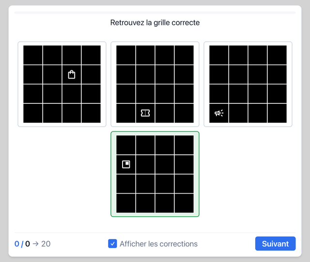 Grilles identiques - Test psychotechnique pilote de ligne sur Pilotest
