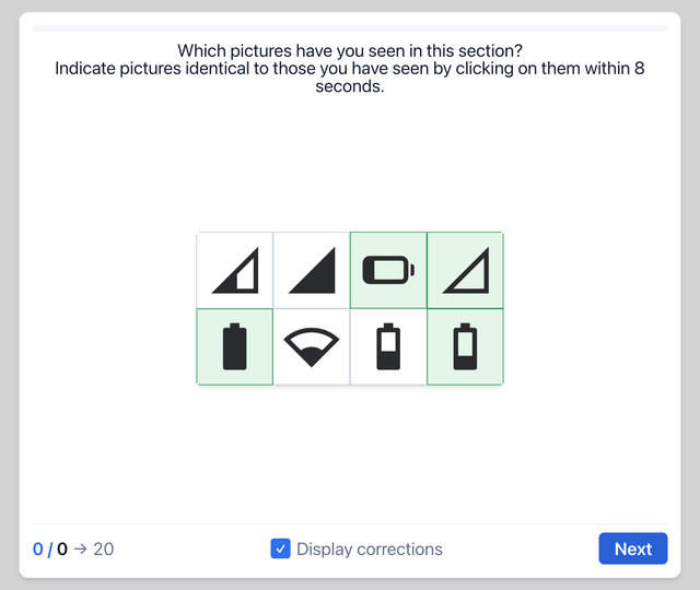 CUT-E - Memory - Airline pilot psychometric test online on Pilotest