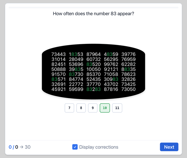 INTERPERSONAL - Number blocks - Airline pilot psychometric test online on Pilotest