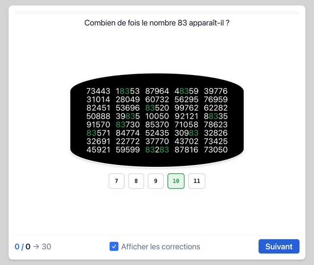 INTERPERSONAL - Blocs de nombres - Test psychotechnique pilote de ligne sur Pilotest
