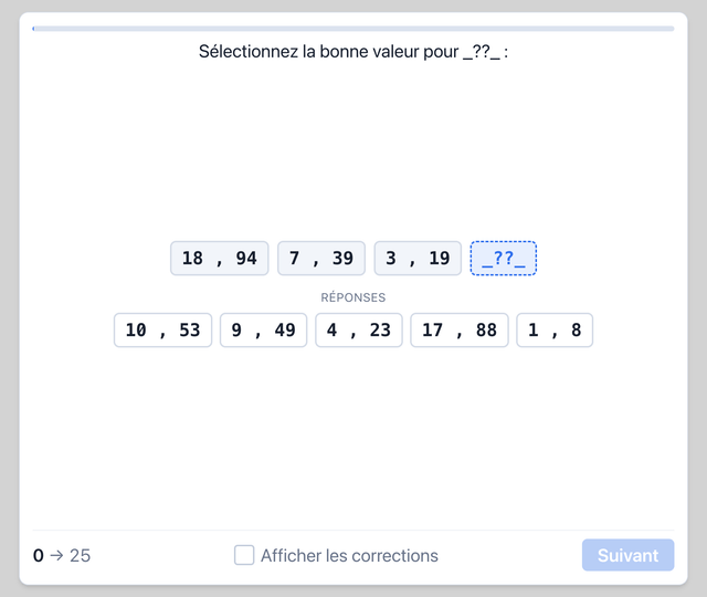 Séries alphanumériques - Test psychotechnique pilote de ligne sur Pilotest
