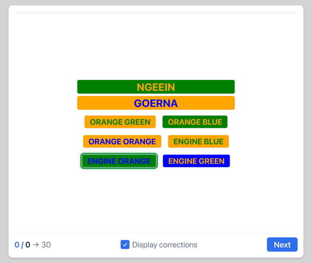 Stroop test - Airline pilot psychometric test online on Pilotest