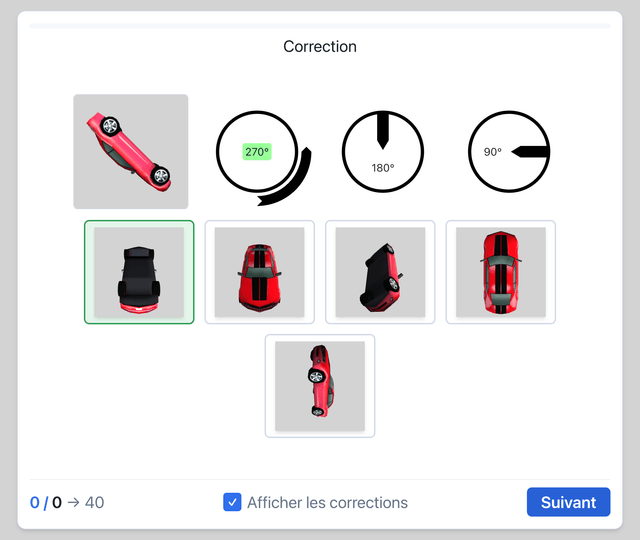 Voitures (séquentiel) - Test psychotechnique pilote de ligne sur Pilotest