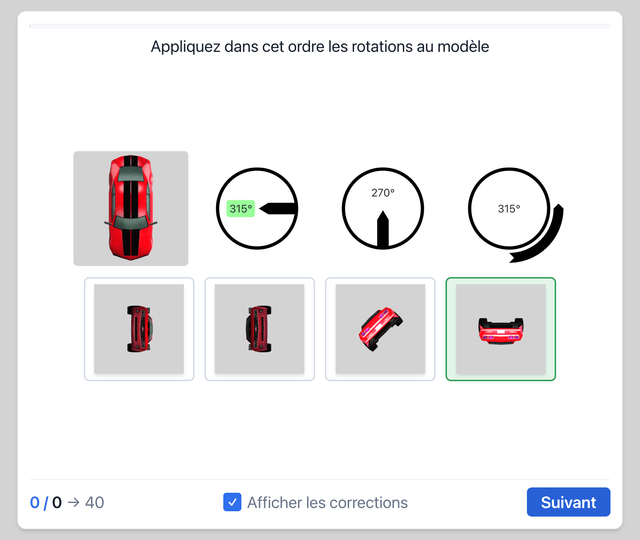 Voitures (basique) - Test psychotechnique pilote de ligne sur Pilotest
