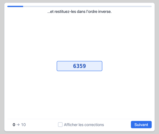 Mémoire de travail I - Test psychotechnique pilote de ligne sur Pilotest